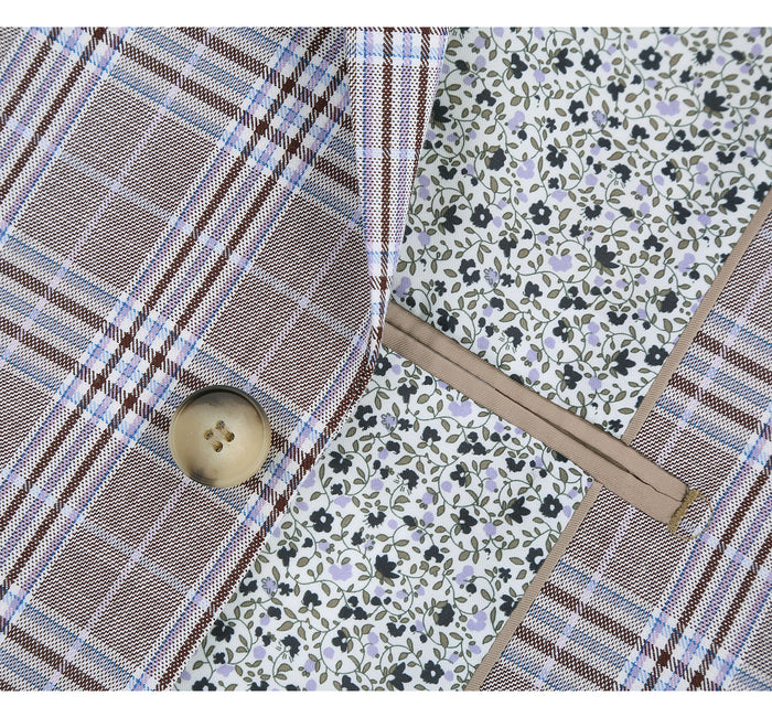 292-7 Men's Slim Fit 2-Piece Single Breasted Check Dress Suit - Image 4