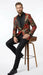 Men’s Red and Gold Floral Pattern Paisley  Shawl Lapel | Luxury Evening and Party Wear Jacket Prom Christmas New Year Blazer