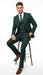 Men's Dark Green Plaid 3 Piece Suit – Checkered Suit Set for Wedding, Windowpane Tartan Fabric - Ultra Slim Fit