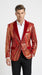 Men’s Red and Gold Sequin Christmas Holiday Blazer – Luxury Party Jacket for New Year, Wedding and Festive Events