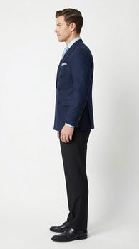 Mens Navy Blue Double Breasted Blazer – Classic Formal Suit Jacket for Business, Wedding, Office and Professional Wear