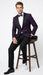 Men’s Eggplant Plum Purple Tuxedo Blazer with Satin Lapel, White Tuxedo Shirt and Matching Purple Bow Tie - Slim Fitted - Prom wedding Suit With Pants