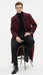 Men’s Full-Length Burgundy Overcoat – Microfiber 4 season fabric  Long Formal Coat with Classic Tailored Maxi Duster Coat