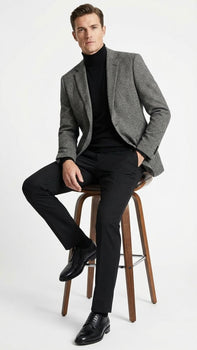 Men’s Grey Tweed Herringbone Sport Coat - Gray Mens Blazer Suit Jacket