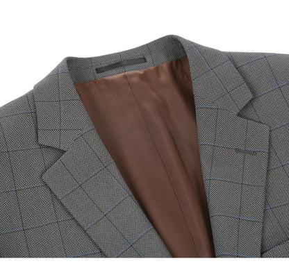 292-2 Men's Two Piece Classic Fit Windowpane Check Dress Suit - Image 5