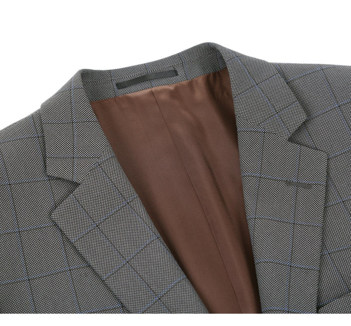 292-2 Men's Two Piece Classic Fit Windowpane Check Dress Suit - Image 5