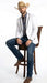 Men’s White Western Blazer with Black Trim – Classic Cowboy Style