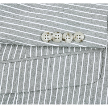 611-1 Men's Slim Fit Notch Lapels Gray Stripe Cotton Suits - Image 4
