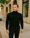 Men's Black Turtleneck Sweater – Classic Slim Fit Knit Pullover for Winter Layering