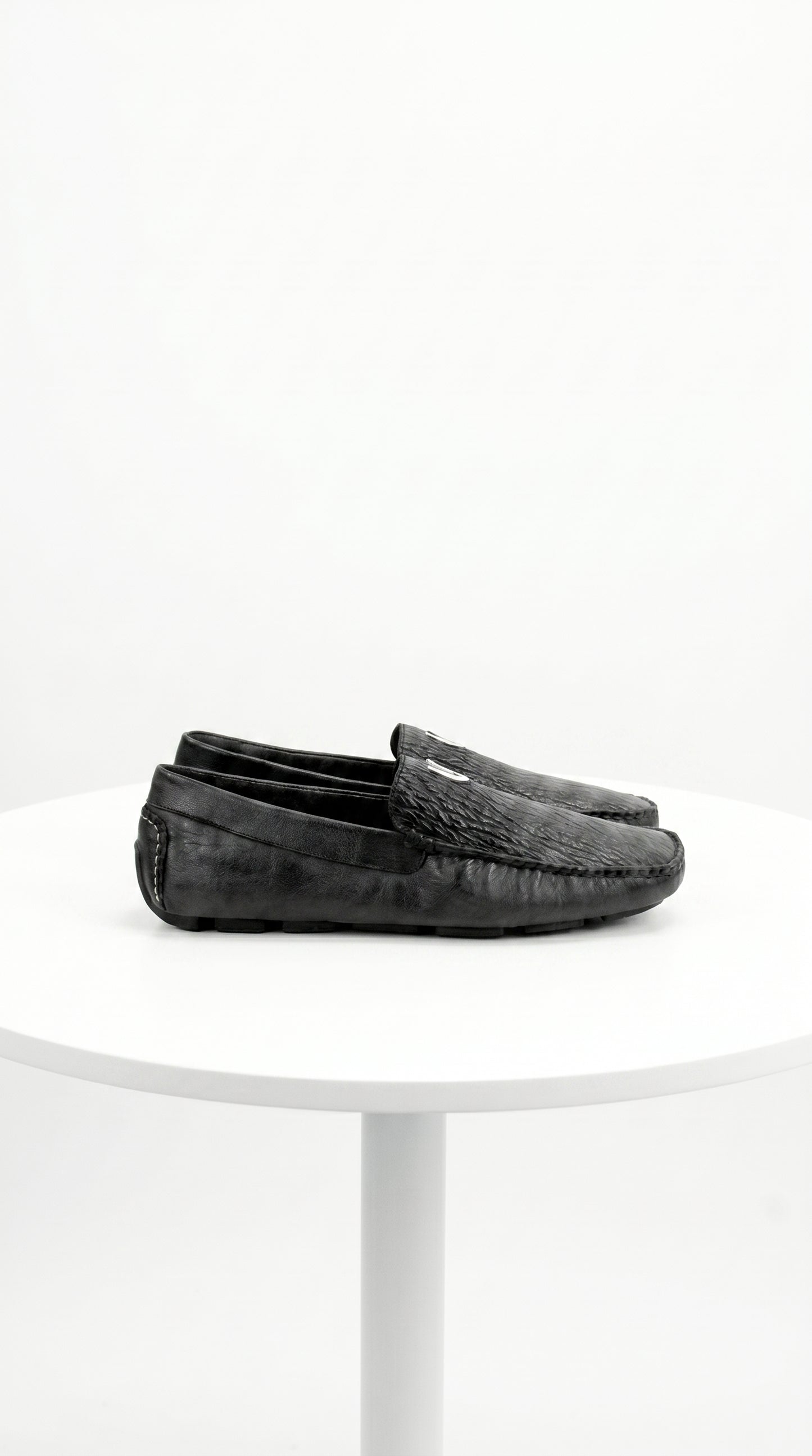 Men'S Black Vestigium Genuine Sharkskin Stylish Dress Loafer Full Leather Lining