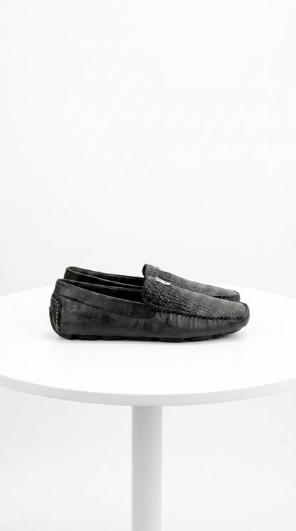 Men'S Black Vestigium Genuine Sharkskin Stylish Dress Loafer Full Leather Lining