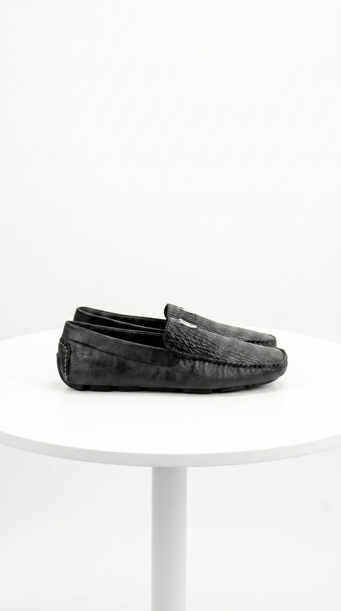 Men'S Black Vestigium Genuine Sharkskin Stylish Dress Loafer Full Leather Lining