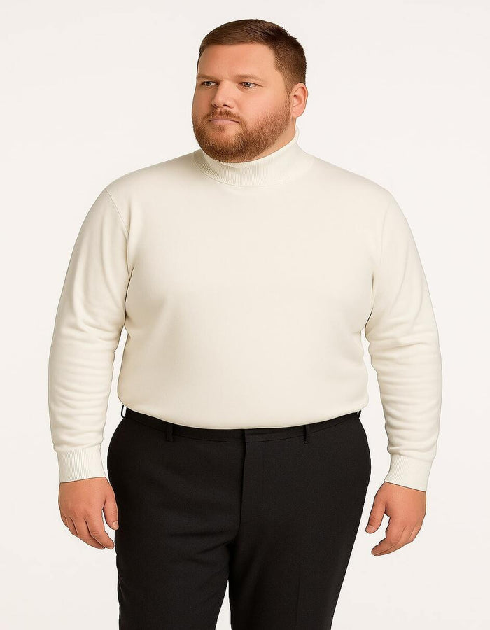 Men's Ivory Turtleneck Sweater – Classic Slim Fit Knit Pullover for Winter Elegance - Cream - Image 4