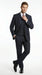 Italian Made By Statment - 100% Wool Fabric Super 150's  Banker Pinstripe in Navy Charcoal Black 2 Button Suit Modern Fit 2 Buttons Notch Lapel