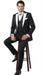 Men’s Black and White Lapel Prom Tuxedo Suit + Black Vest + Black Pants Peak Lapel