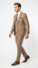 Men’s Rossiman Tan Suit with Gold Buttons, Peak Lapel Jacket and Double Breasted Vest