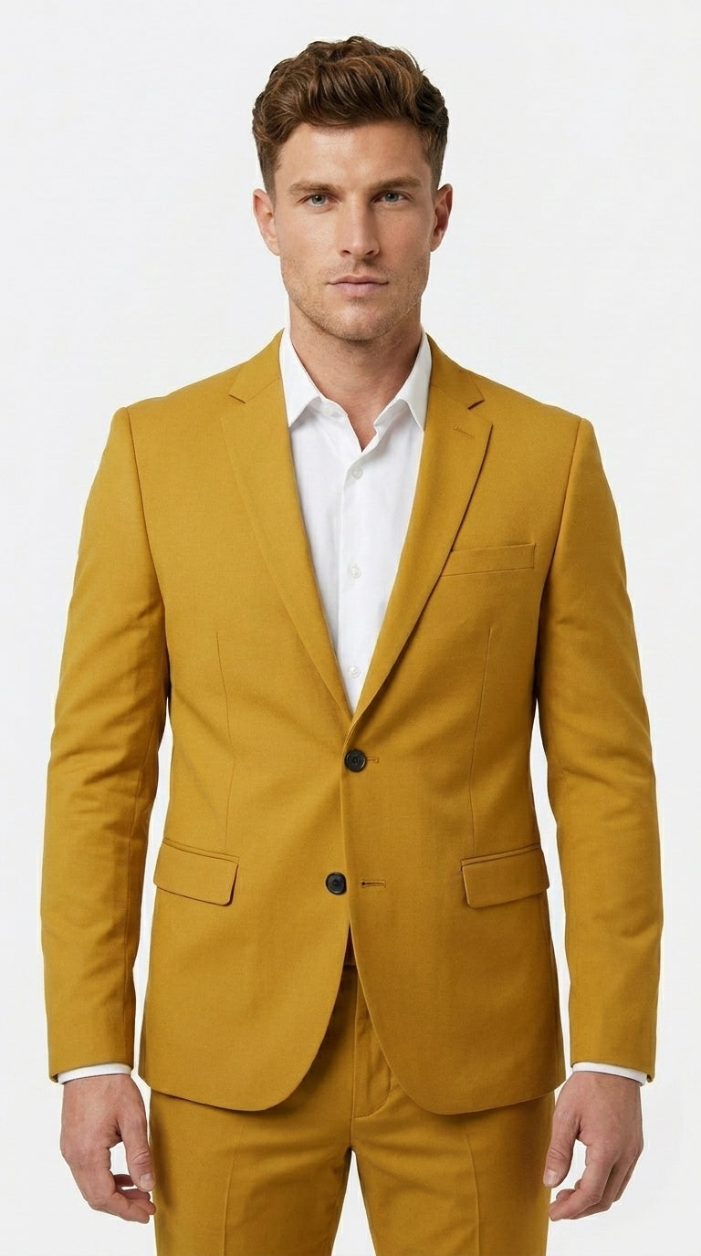 Men’s Gold Mustard Color Suit – Wedding & Prom Formal Suit Outfit, Modern Blazer and Pants