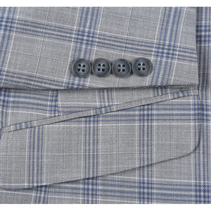 293-15 Men's Slim Fit Notch Lapels Light Gray Check Suits