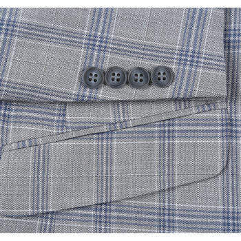 293-15 Men's Slim Fit Notch Lapels Light Gray Check Suits - Image 4
