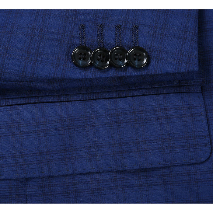 564-2 Men's Classic Fit Wool Blend Checked Suit - Image 4