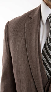 Men’s Brown Sharkskin 3 Piece Suit – Textured Two Button Vested Business Formal Suit for Wedding, Party Wear Vested