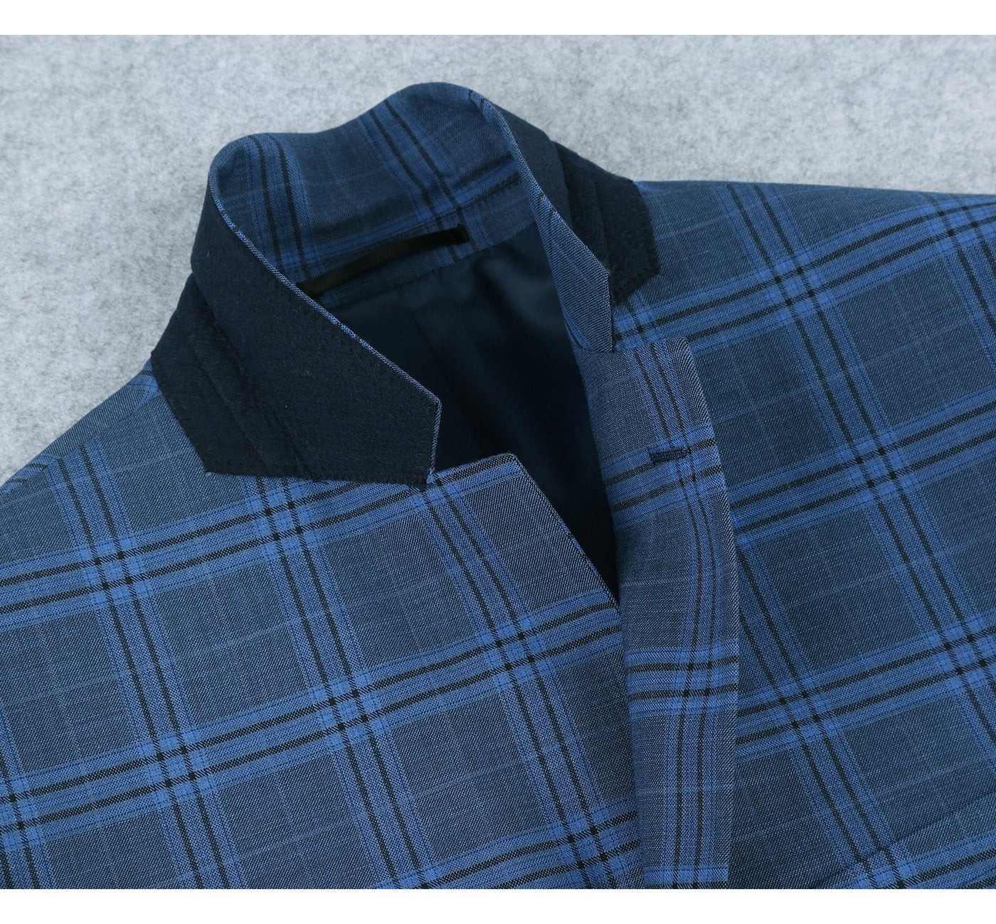 293-4 Men's 2-Piece Slim Fit Notch Lapel Stretch Windowpane Suit - Image 5