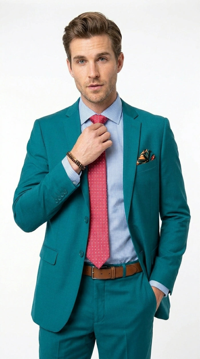 Men’s Teal Green Dark Turquoise Suit – Elegant Formal Suit for Business, Wedding, Party and Modern Style Wear Modern Fit