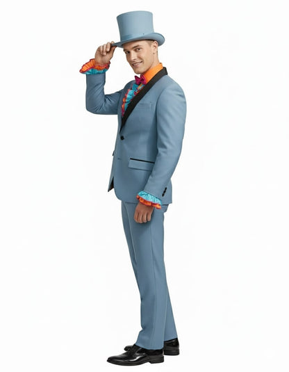 Dumb and Dumber Light Blue Tuxedo Costume for Men with Matching Top Hat – Classic 90s Party and Halloween Suit - Image 4