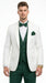 Men’s White and Hunter Green 3 Piece Suit – Elegant Formal Suit with Vest, Wedding Tuxedo Suit for Prom and Party Wear