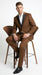 Men’s Light Brown Vested Piece Suit – Elegant Formal Suit with Contrast Lapel for Wedding, Party