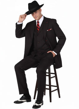 Mens Black and Red Pinstripe Zoot Suit – 1920s Gangster Vintage 3-Piece Suit for Formal, Prom, and Themed Events - Image 3