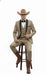Men’s Western Cowboy Suit – 3-Piece Tan Tuxedo with Black Lapel, Vest, and Pants Beige  Color