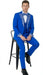 Men’s Bright Royal Blue and White lapel  Embellished Tuxedo Suit –  3-Piece Formal Wedding, Prom, and Gala Outfit