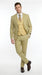 Vitali Men’s Sage Beige Tan Plaid 3 Piece Suit, Check Pattern Formal Dress Suit for Weddings, Prom, Business Events, Modern Fit Light Yellow Color