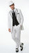 Men’s White Pinstripe 1920s Gangster 3 Piece Suit, Black Contrast Formal Costume Suit for Parties, Prom, Weddings, and Theme Events