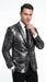 Men’s Black and Charcoal Gray Snakeskin Print Blazer, Animial Exotic Skin Alligator Crocodile Texture