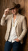 Men’s Cream Tan Beige Windowpane Plaid Western Blazer, Formal Cowboy Wedding Prom Sport Coat Jacket