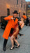 Men’s halloween Costume Orange Long Zoot Suit Set With Black Shirt and Black Pants included