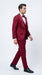 Mens Burgundy Wedding Tuxedo Suit – Paisley Three Piece Formal Suit Set with Shawl Lapel for Groom, Prom