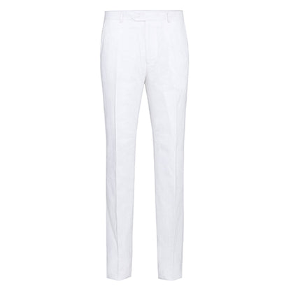 601-20 Men's Notch Lapels White Solid Linen Suits - Image 4