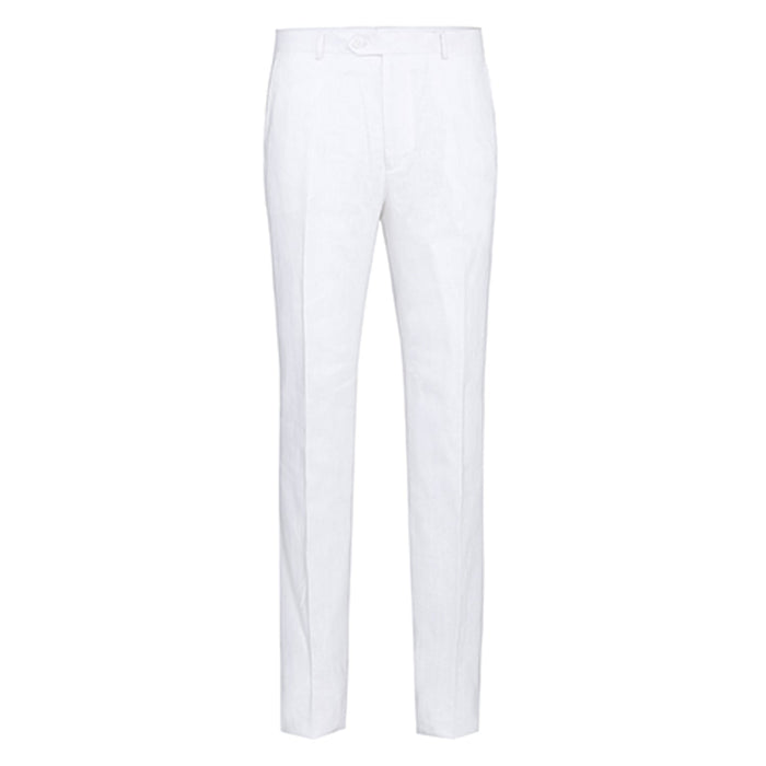 601-20 Men's Notch Lapels White Solid Linen Suits - Image 4