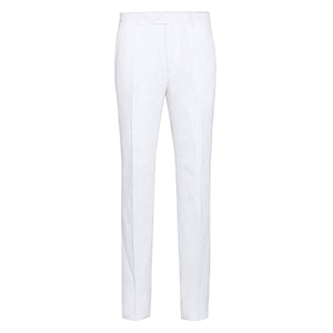 601-20 Men's Notch Lapels White Solid Linen Suits