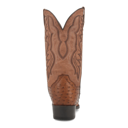 Dan Post Men's Tempe Full Quill Ostrich Round Toe Boots - Saddlebrown - Image 4