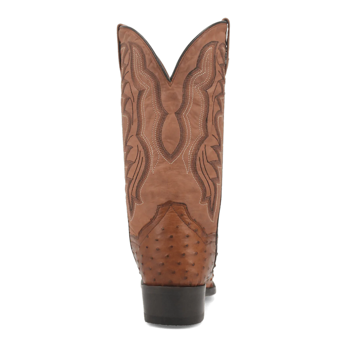 Dan Post Men's Tempe Full Quill Ostrich Round Toe Boots - Saddlebrown - Image 4