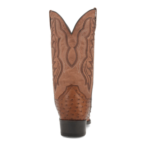 Dan Post Men's Tempe Full Quill Ostrich Round Toe Boots - Saddlebrown