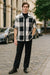 Mens Black and White Checkered Short Sleeve Shirt Set – Casual Two-Piece Summer Outfit With Walking Suit Plus Matching Pants