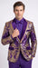 Men’s Purple and Gold Sequin Suit with Pants – Luxury Prom, Wedding and Party Blazer