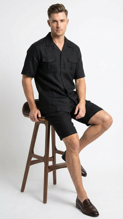 Men’s Black Walking Suit with Short – Classic Leisure and Casual Outfit