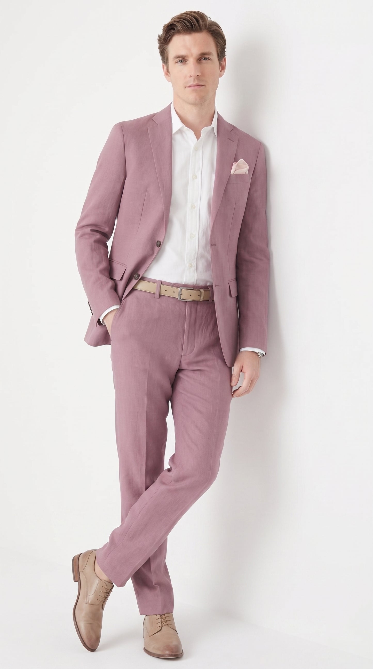 Men’s Mauve 2-Piece Suit – Two-Button Wedding, Prom and Business Suit  Modern Fit