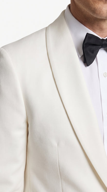 Men’s Vintage Hollywood Ivory Tuxedo – Black Shawl Lapel Wedding, Prom and Formal Dinner Jacket with Black Pants